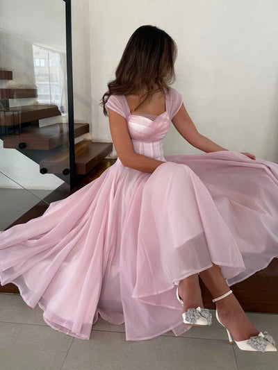 Cocolii longue robe de soirée pour mariage robe patineuse cross tulle col bateau sans manches élégant cérémonie anniversaire