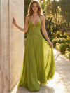 Cocolii robe longue femme olive corset en dentelle et plissée licou v-cou dos nu sans manches élégant de soirée pour mariage