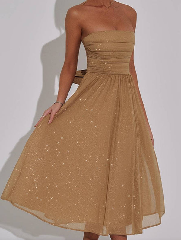 Cocolii mi-longue robe trapèze bouffante tutu tulle noeud papillon