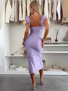 Cocolii mi-longue robe moulante fendu le côté dos nu bretelle sans manches femme doux élégant de cocktail