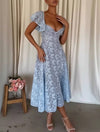 Cocolii mi-longue robe trapèze en dentelle v-cou volants superposés femme élégant champetre de soirée pour mariage