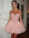 Cocolii robe patineuse bouffante tutu tulle v-cou licou sans manches femme doux élégant vintage de fete cocktail anniversaire