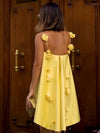 Cocolii robe courte trapèze fleurie en satin dos nu à fines brides femme doux élégant décontracté de cocktail anniversaire de plage