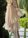 Cocolii ensemble robe courte tulle à volantée manches bouffantes manches longues femme élégant décontracté de cocktail