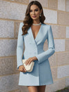 Cocolii blazer robe courte femme double boutonnage v-cou manches longues style tailleur décontracté automne robe de travail