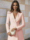 Cocolii blazer robe courte femme double boutonnage v-cou manches longues style tailleur décontracté automne robe de travail