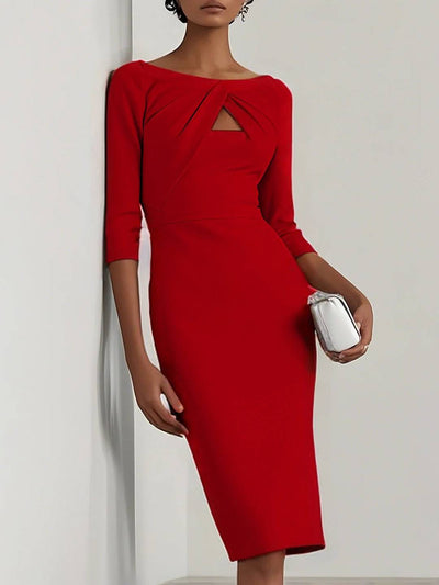 Cocolii robe crayon femme élégant robe courte moulante col bateau manches longues tenue chic pour soirée cocktail bureau