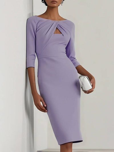 Cocolii robe crayon femme élégant robe courte moulante col bateau manches longues tenue chic pour soirée cocktail bureau