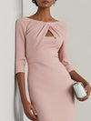 Cocolii robe crayon femme élégant robe courte moulante col bateau manches longues tenue chic pour soirée cocktail bureau