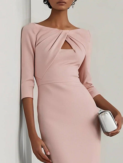 Cocolii robe crayon femme élégant robe courte moulante col bateau manches longues tenue chic pour soirée cocktail bureau