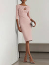 Cocolii robe crayon femme élégant robe courte moulante col bateau manches longues tenue chic pour soirée cocktail bureau