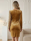 Cocolii robe courte en velours et brillante paillettes femme col en v manches longues style portefeuille soirée fêtes