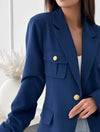 Cocolii blazer unicolore poches manches longues femme élégant décontracté mode veste