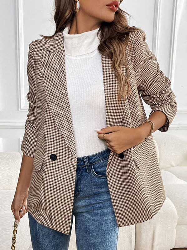 Blazer Veste Classique Longue Femme Cocolii Blazer Carreaux