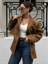 Cocolii blazer veste en daim boutonnage poches manches longues femme décontracté ample oversized manteau