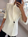 Cocolii blazer satin irrégulière boutons poches manches longues femme élégant décontracté casual veste