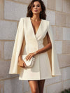 Cocolii veste cape courte style blazer double boutonnage v-cou manches longues fendues femme élégant pour soirées