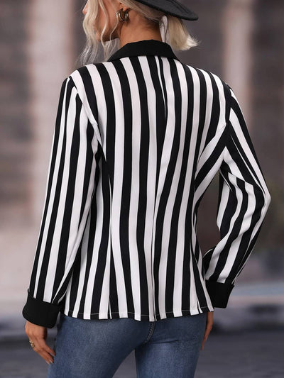 Cocolii blazer rayé manches longues femme femme style boyfriend décontracté mode casual