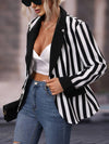 Cocolii blazer rayé manches longues femme femme style boyfriend décontracté mode casual