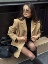 Cocolii blazer en suedine boutonnage poches col revers manches longues femme élégant vintage décontracté blouson