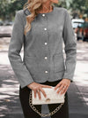 Cocolii court veste en tweed femme blazer de bureau chic boutonnage poches manches longues décontracté pour travail automne