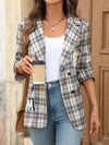 Cocolii blazer femme carreaux boutonnage poches manches longues femme mignon veste de dureau ouverte travail automne
