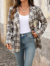 Cocolii blazer femme carreaux boutonnage poches manches longues femme mignon veste de dureau ouverte travail automne