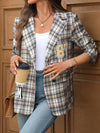 Cocolii blazer femme carreaux boutonnage poches manches longues femme mignon veste de dureau ouverte travail automne