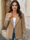 Cocolii blazer femme léopard manches longues poches v-cou col revers femme casual élégant décontracté vintage veste de bureau