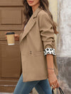 Cocolii blazer femme léopard manches longues poches v-cou col revers femme casual élégant décontracté vintage veste de bureau