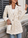 Cocolii blazer femme chic jacquard floral boutons poches manches longues décontracté mode casual veste de bureau automne