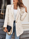 Cocolii blazer femme chic jacquard floral boutons poches manches longues décontracté mode casual veste de bureau automne