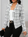 Cocolii veste cintrée femme en tweed à carreaux blazer de bureau ouvert manches longues chic pour automne hiver