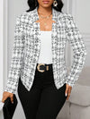 Cocolii veste cintrée femme en tweed à carreaux blazer de bureau ouvert manches longues chic pour automne hiver