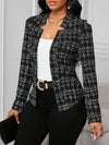 Cocolii veste cintrée femme en tweed à carreaux blazer de bureau ouvert manches longues chic pour automne hiver