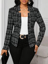 Cocolii veste cintrée femme en tweed à carreaux blazer de bureau ouvert manches longues chic pour automne hiver