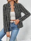 Cocolii court veste en tweed femme chic et élégante blazer ouvert manches longues manteau court pour automne hiver