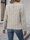 Cocolii court veste en tweed femme chic et élégante blazer ouvert manches longues manteau court pour automne hiver