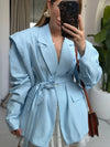 Cocolii blazer femme tendance à épaules dénudées veste ceinturée manches longues chic pour bureau soirée cocktail