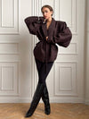 Cocolii blazer femme tendance à épaules dénudées veste ceinturée manches longues chic pour bureau soirée cocktail