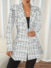 Cocolii blazer veste en tweed femme à carreaux double boutonnage col revers manches longues élégant pour bureau soirée