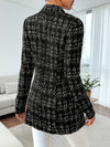 Cocolii blazer veste en tweed femme à carreaux double boutonnage col revers manches longues élégant pour bureau soirée