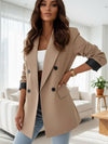 Cocolii blazer de bureau femme double boutonnage poches col revers manches longues femme élégant décontracté veste