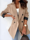 Cocolii blazer de bureau femme double boutonnage poches col revers manches longues femme élégant décontracté veste