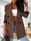 Cocolii blazer de bureau femme double boutonnage poches col revers manches longues femme élégant décontracté veste
