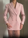 Cocolii blazer femme double boutonnage col revers manches longues élégant vintage décontracté veste style tailleur