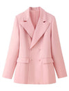 Cocolii blazer femme double boutonnage col revers manches longues élégant vintage décontracté veste style tailleur