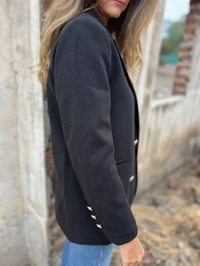 Cocolii blazer femme décontracté élégant double boutonnage manches longues slim veste de costume bureau travail automne