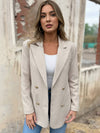 Cocolii blazer femme décontracté élégant double boutonnage manches longues slim veste de costume bureau travail automne