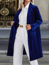 Cocolii mi-longue blazer en velours boutonnage poches col revers femme décontracté vintage pardessus de bureau